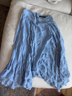 Zara Light Blue Crinkled A-Line Skirt